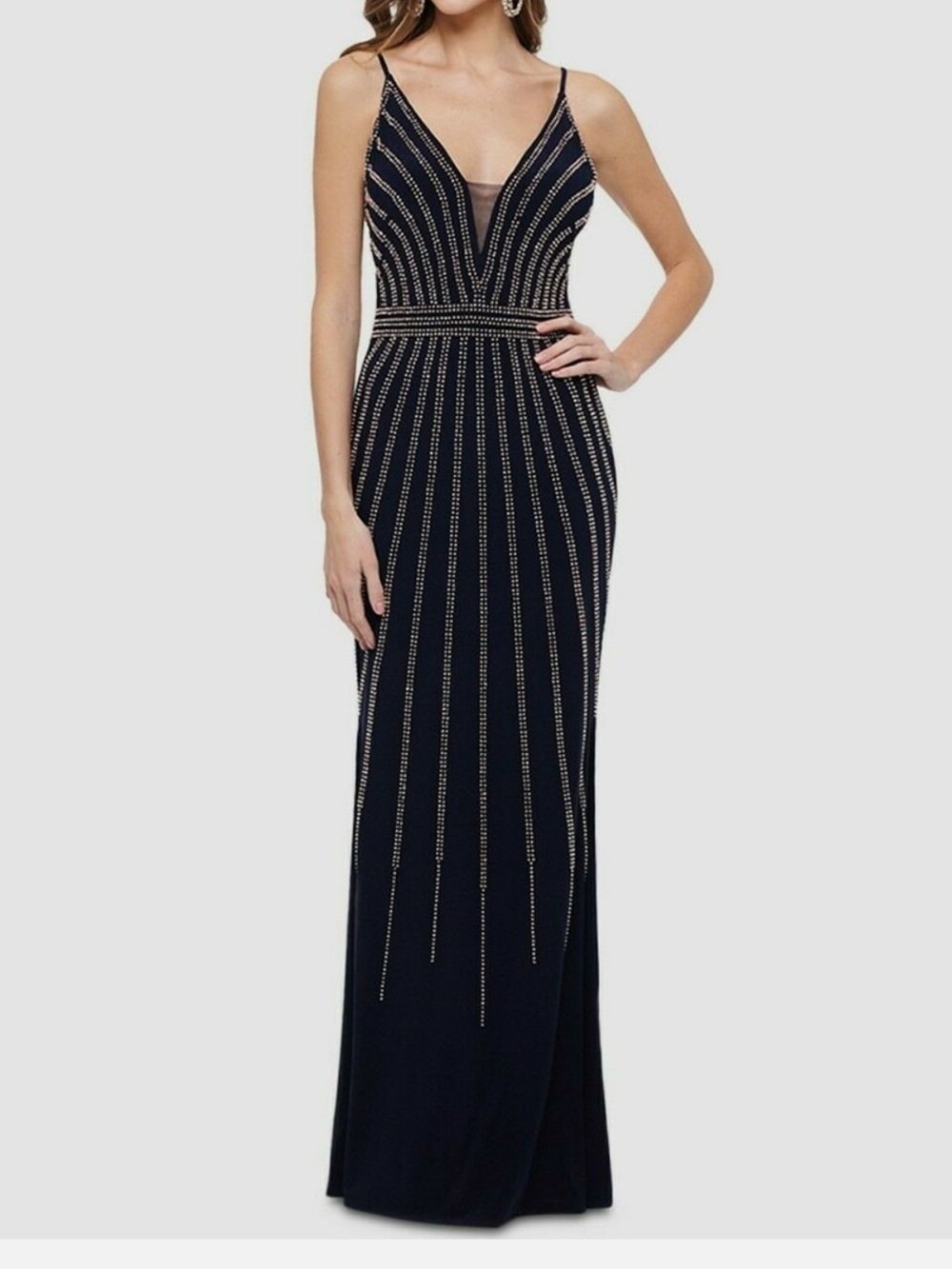 Xscape V-Neck Beaded Gown